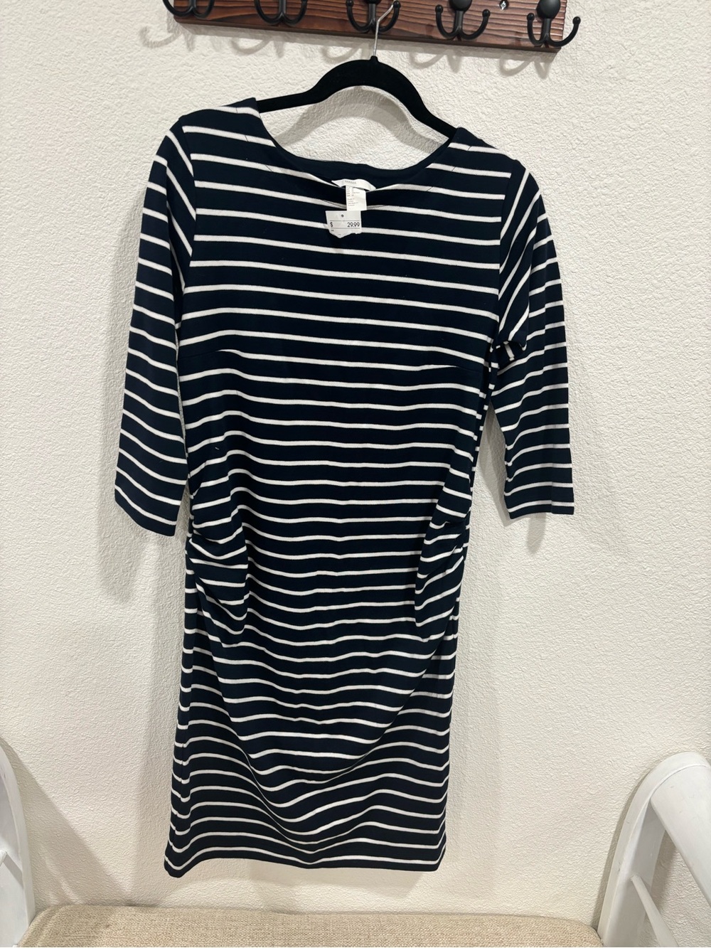 H&M Striped 3/4 Sleeve Maternity Dress - Size Medium